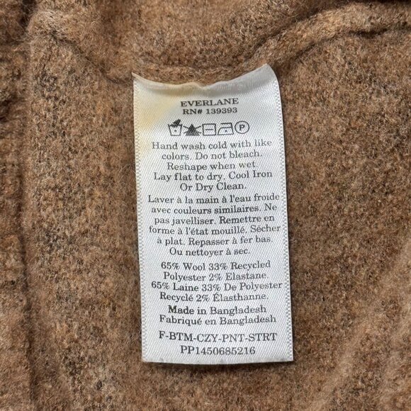 Everlane Knit Sweater Pants Sz L Tan Wool Blend Elastic Waist Stretch Cozy - Picture 9 of 10